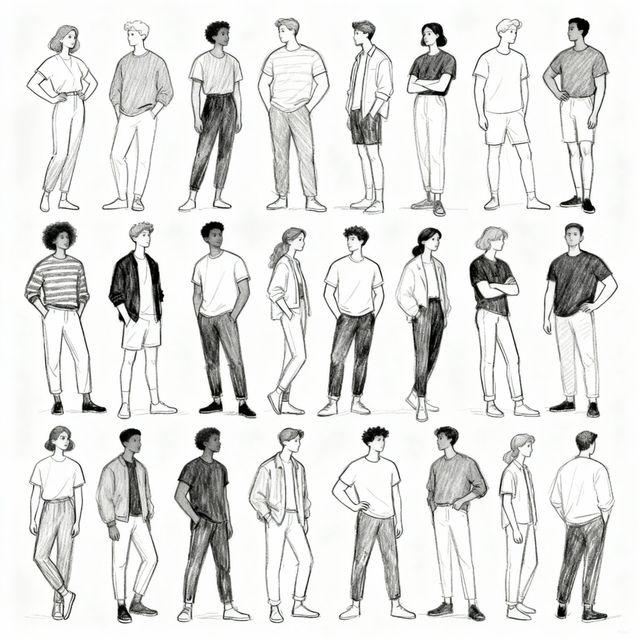 Casual Standing Poses Drawings - AI Generated gallery