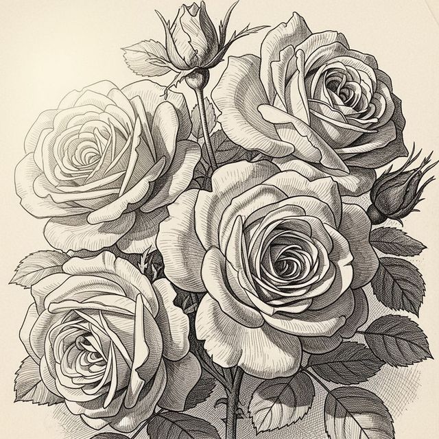 Generate Beautiful Roses Drawing With AI gallery
