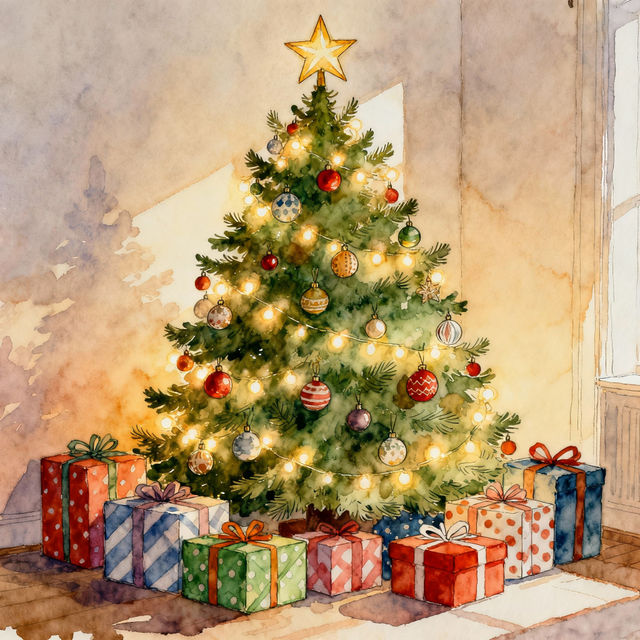 Christmas Tree With Presents Drawing gallery