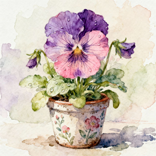 Flower In A Pot Drawings - AI Generated Art gallery