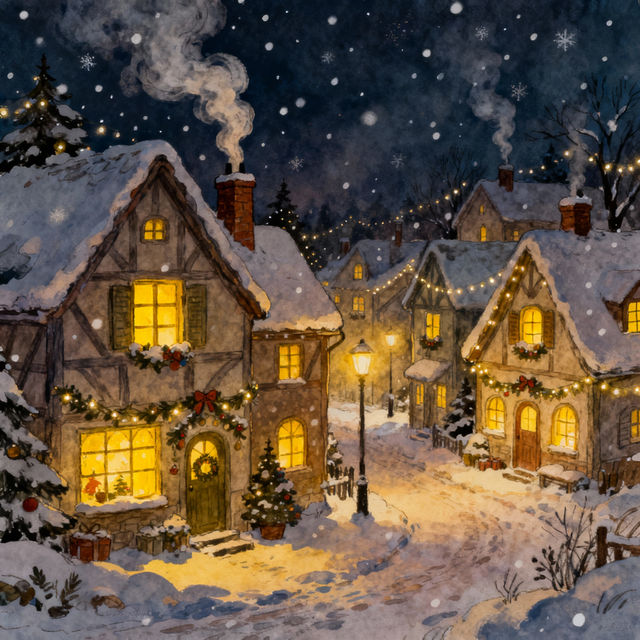Christmas Village Drawings - Made With AI gallery