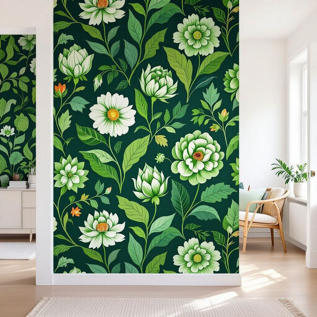Green Floral Peel and Stick Wallpaper gallery
