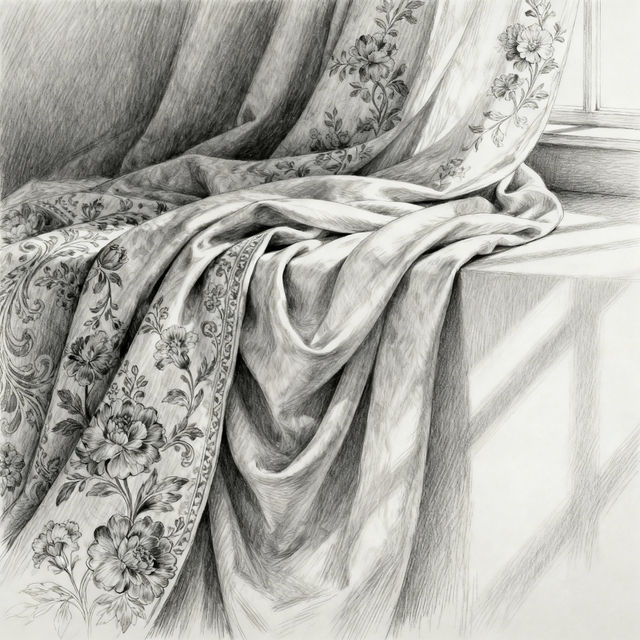 Curtains Drawing - AI Generated Art gallery