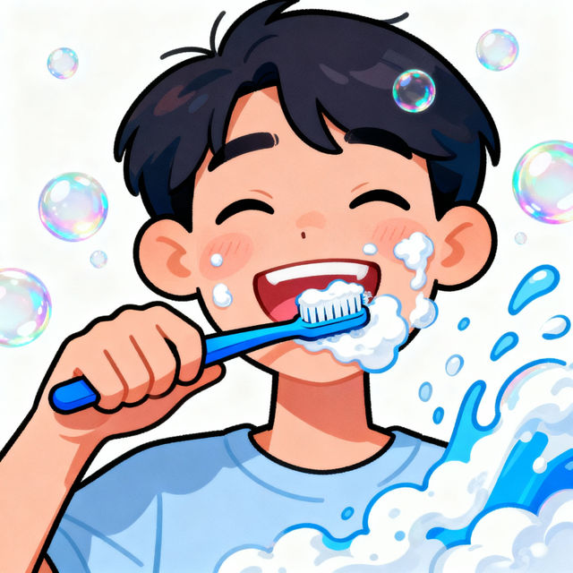 Brushing Teeth Drawing - AI Generated gallery