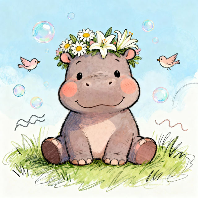 Cute Hippo Drawings gallery