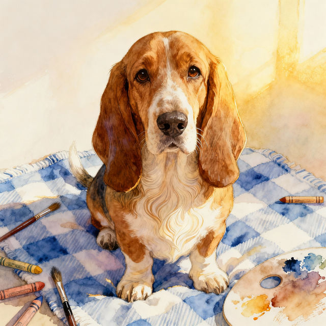 Basset Hound Drawings - AI Art gallery