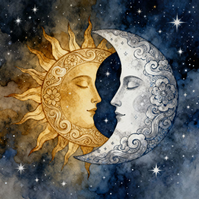 Sun and Moon Drawings - AI Generated gallery