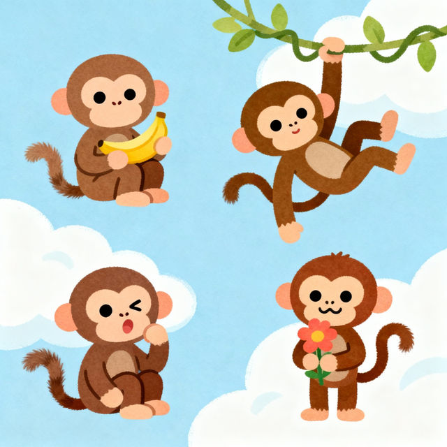 Easy Cute Monkey Drawings - Made With AI gallery
