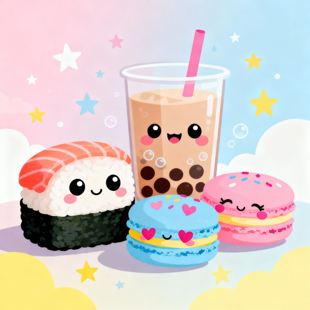 Kawaii Cute Food Drawings - Made With AI gallery