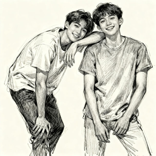 Duo Friend Poses Reference Drawing gallery