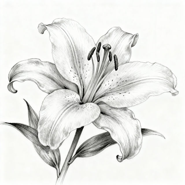 Lily Flower Drawings - AI Generated Art gallery