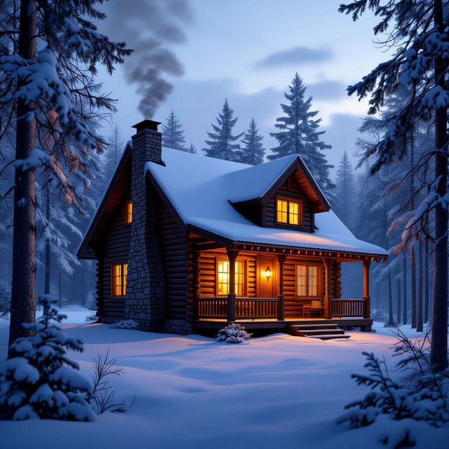 Log Cabin Wallpaper - Cozy AI Art gallery