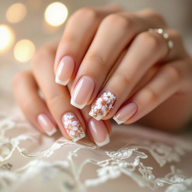 French Manicure With Nail Art gallery