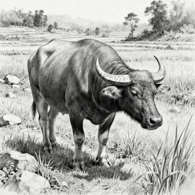 Water Buffalo Drawings - AI Generated gallery