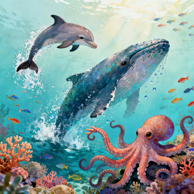 Sea Animal Drawings - Made With AI gallery