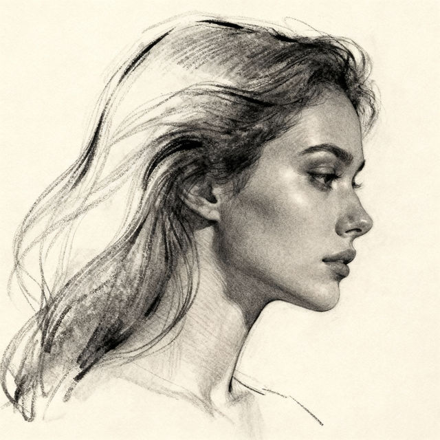 Female Head Drawing - AI Generated Art gallery