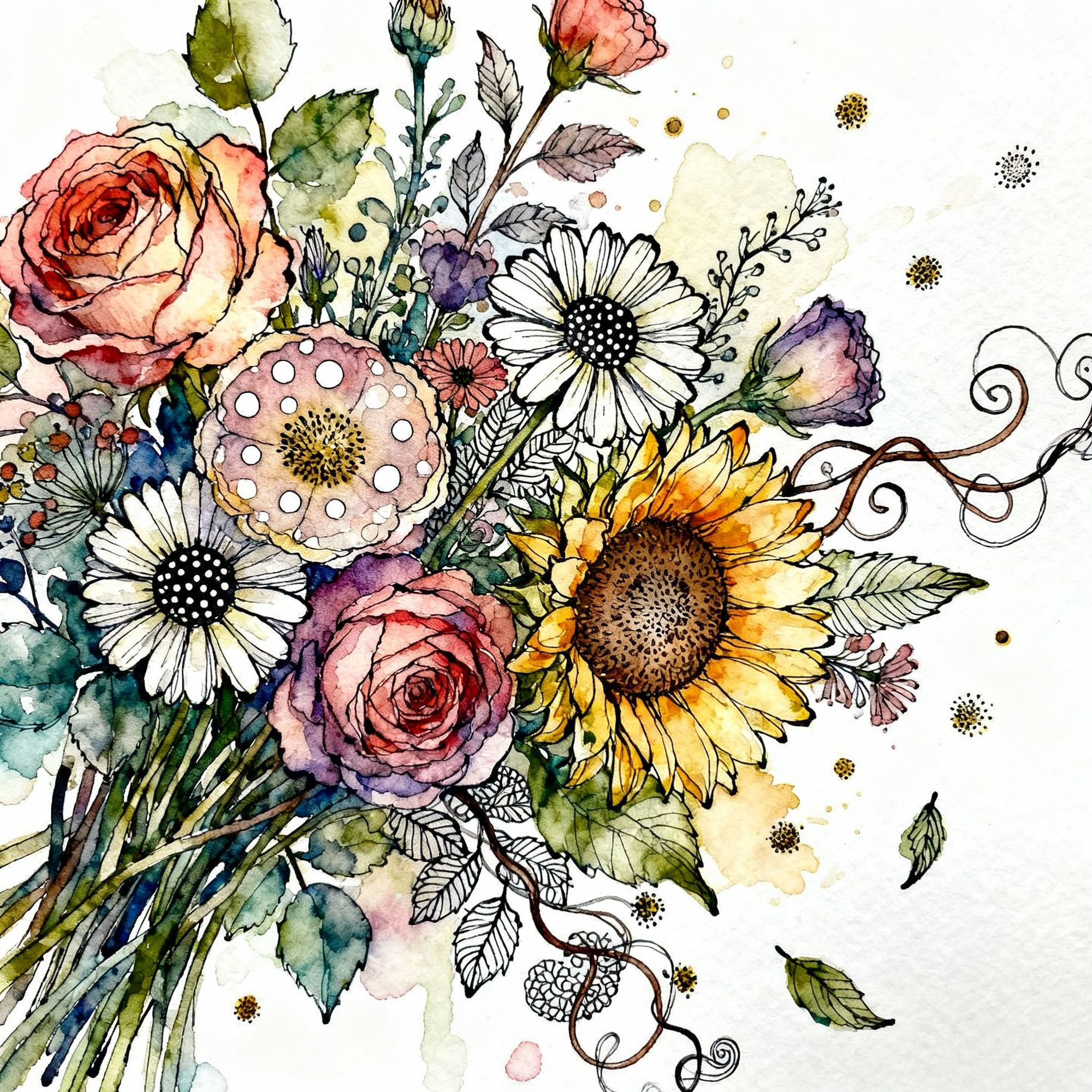 Colorful Flower Drawings - AI Art Gallery