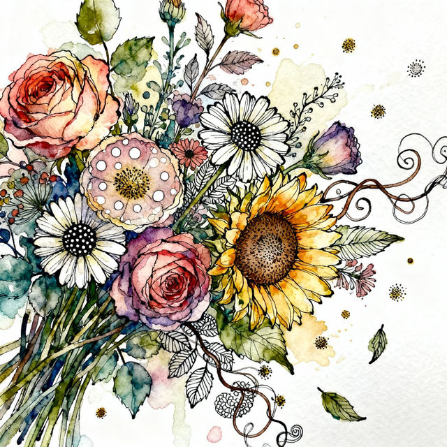 Colorful Flower Drawings - Made With AI gallery