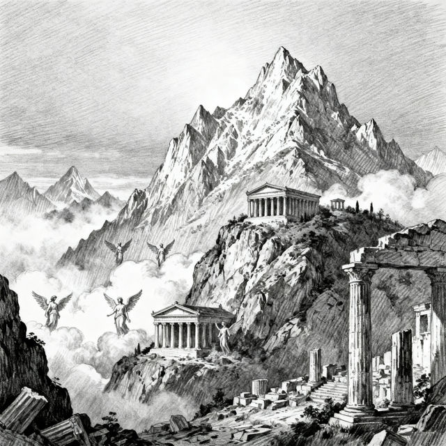 Mount Olympus Drawings - AI Generated Art gallery