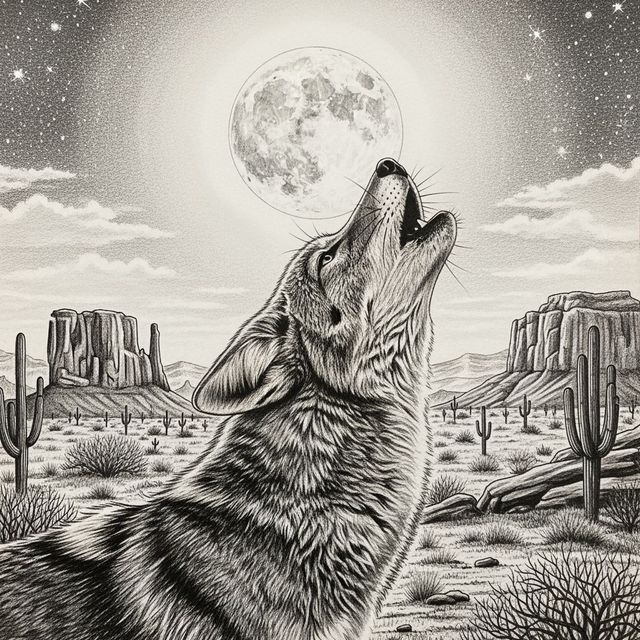 Stunning Coyote Drawings Created with AI gallery