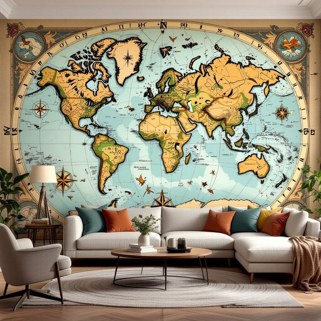 Large World Map Wall Art gallery