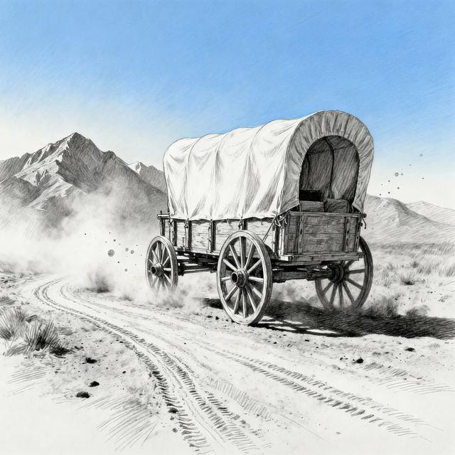 Covered Wagon Drawings - AI Generated Art gallery