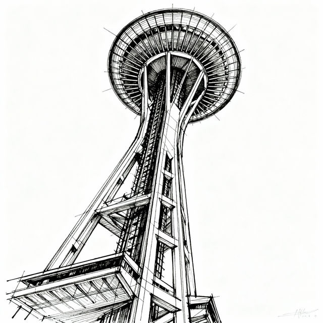 Space Needle Drawings - AI Generated gallery