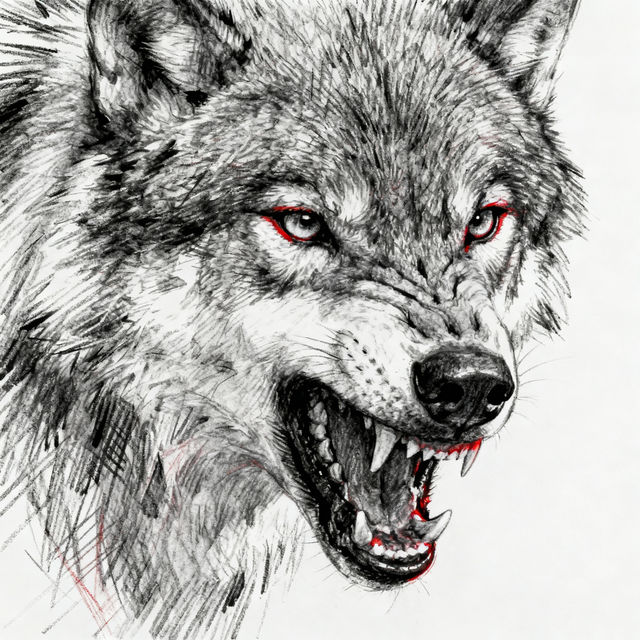 Snarling Wolf Drawings - AI Art gallery