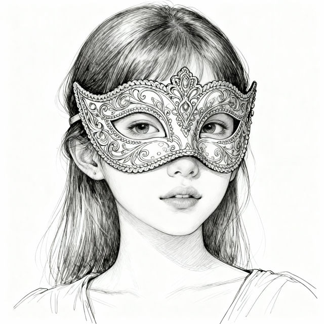 Girl With Mask Drawing Easy gallery