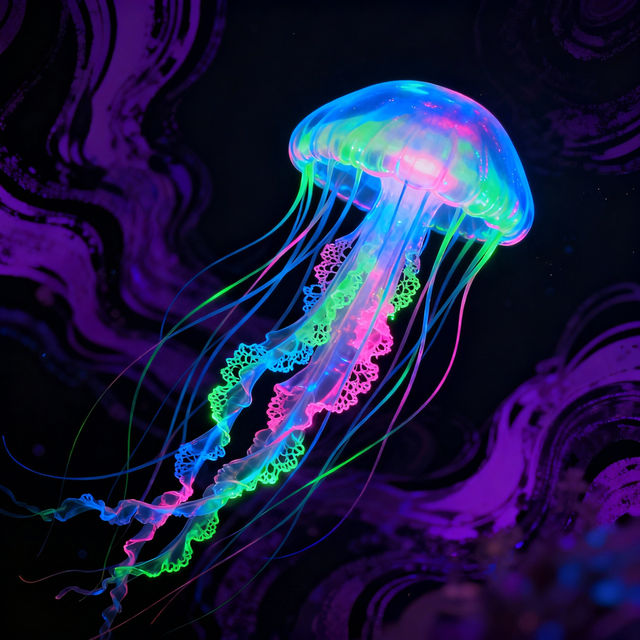 Colored Jellyfish Drawings - AI Generated Art gallery