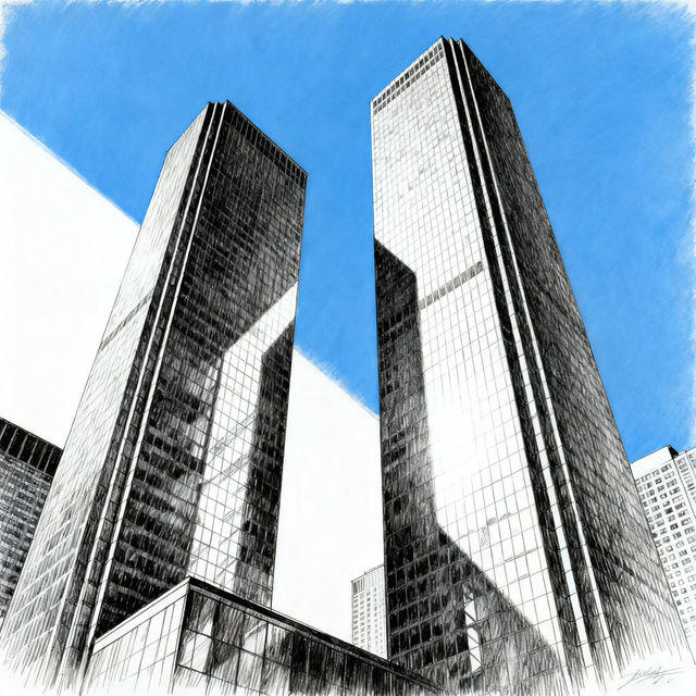Twin Tower Drawings - AI Generated gallery