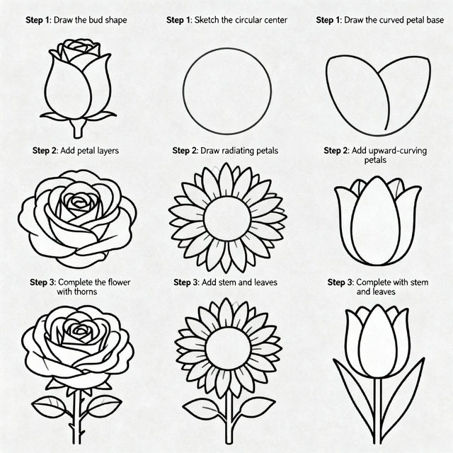 Easy Flower Drawing Step By Step gallery