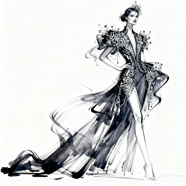 Fashion Design Sketches - AI Generated gallery