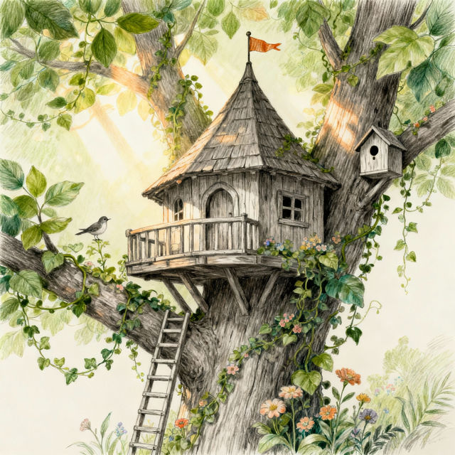 Sketch Tree House Drawings - AI Generated gallery