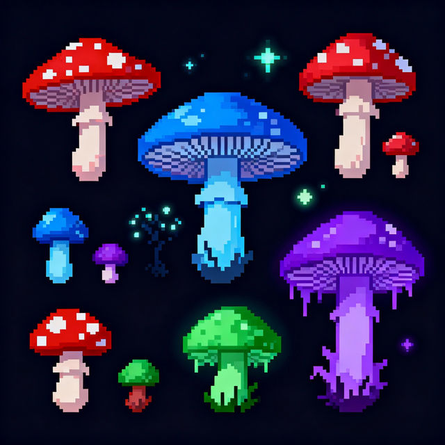 Pixel Art Mushrooms gallery