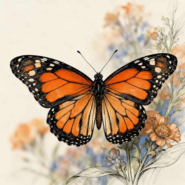 Pretty Butterfly Drawings - AI Generated gallery
