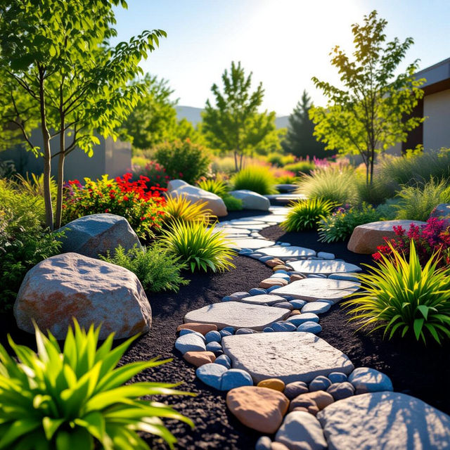 Rock and Mulch Landscape Pictures gallery