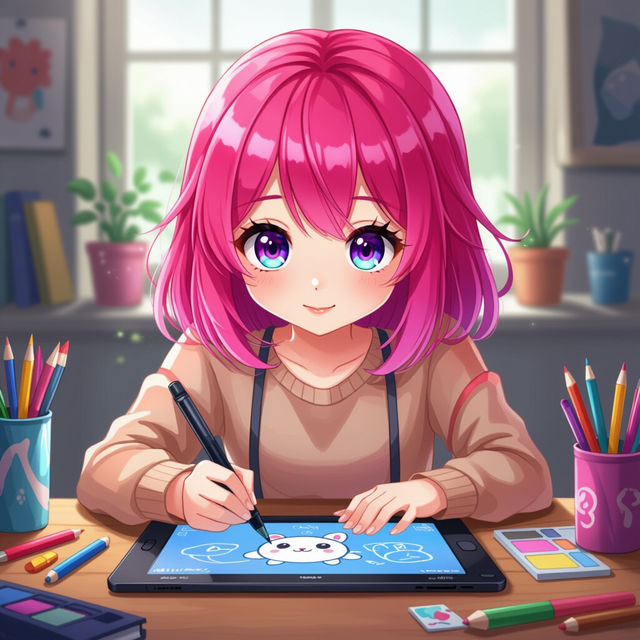 Girl Drawing Cartoon Art gallery