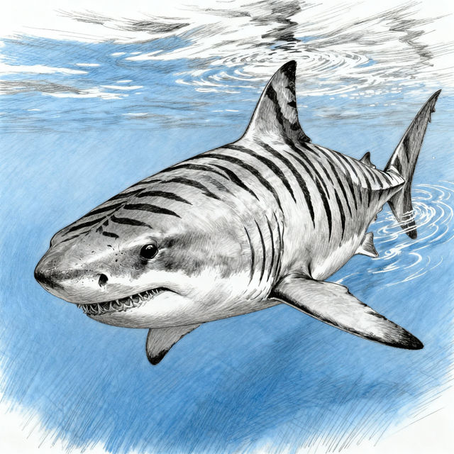 Tiger Shark Drawings - AI Generated gallery
