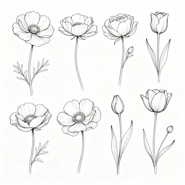 Easy Flower Sketch Drawings gallery