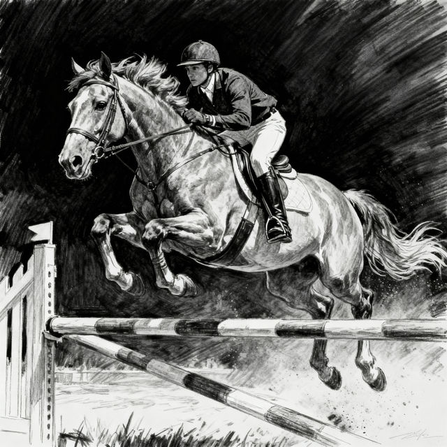 Horse Jumping Drawings gallery
