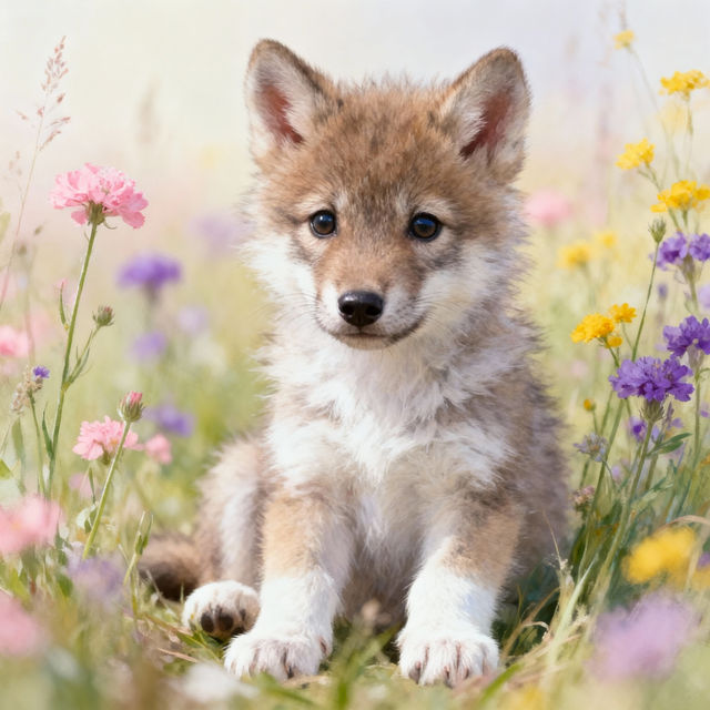Baby Wolf Drawings - AI Art gallery