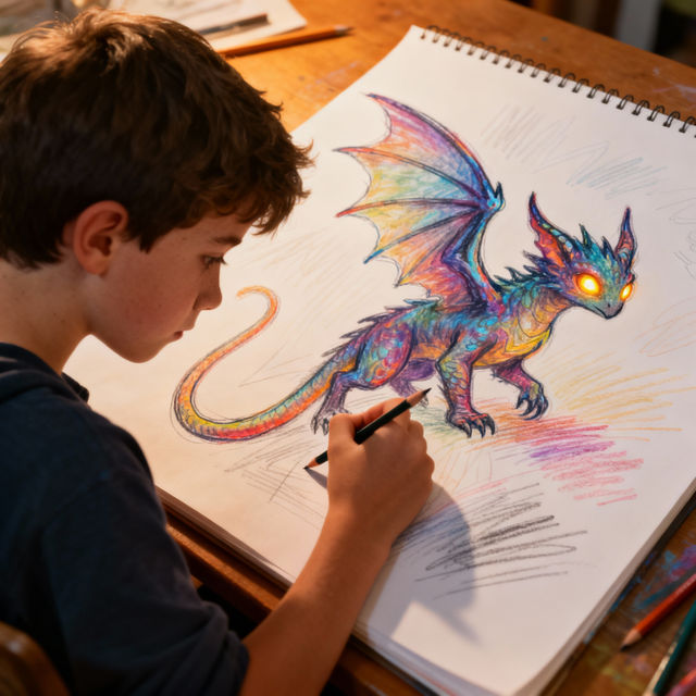 Boy Drawing - AI Generated Art gallery