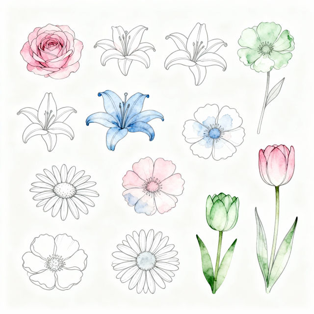Easy Flower Sketches - Made With AI gallery