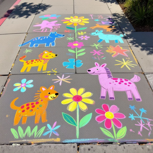 Easy Sidewalk Chalk Drawings - Made With AI gallery