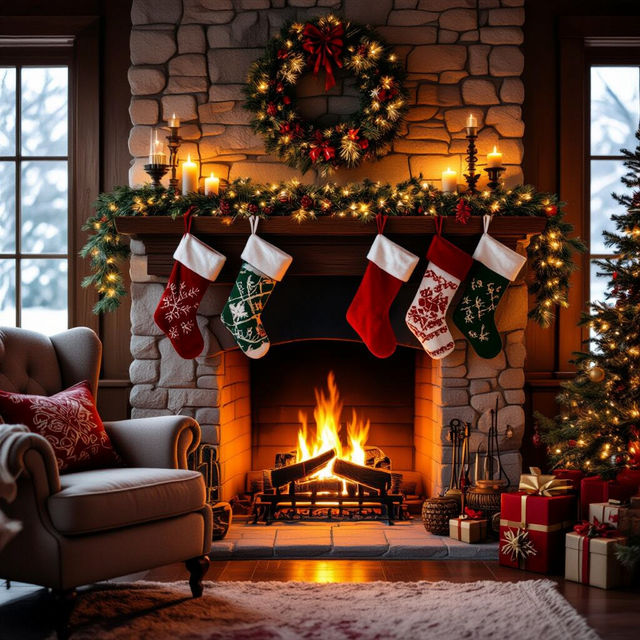Cozy Christmas Fireplace Wallpapers gallery