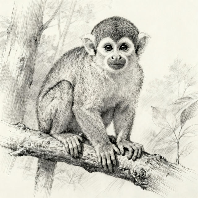 Squirrel Monkey Drawings - AI Generated Art gallery