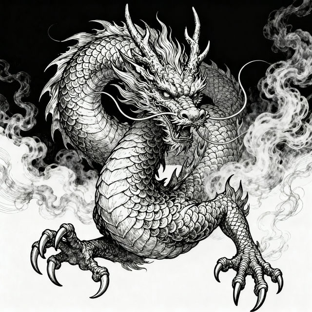 Black and White Dragon Drawings gallery