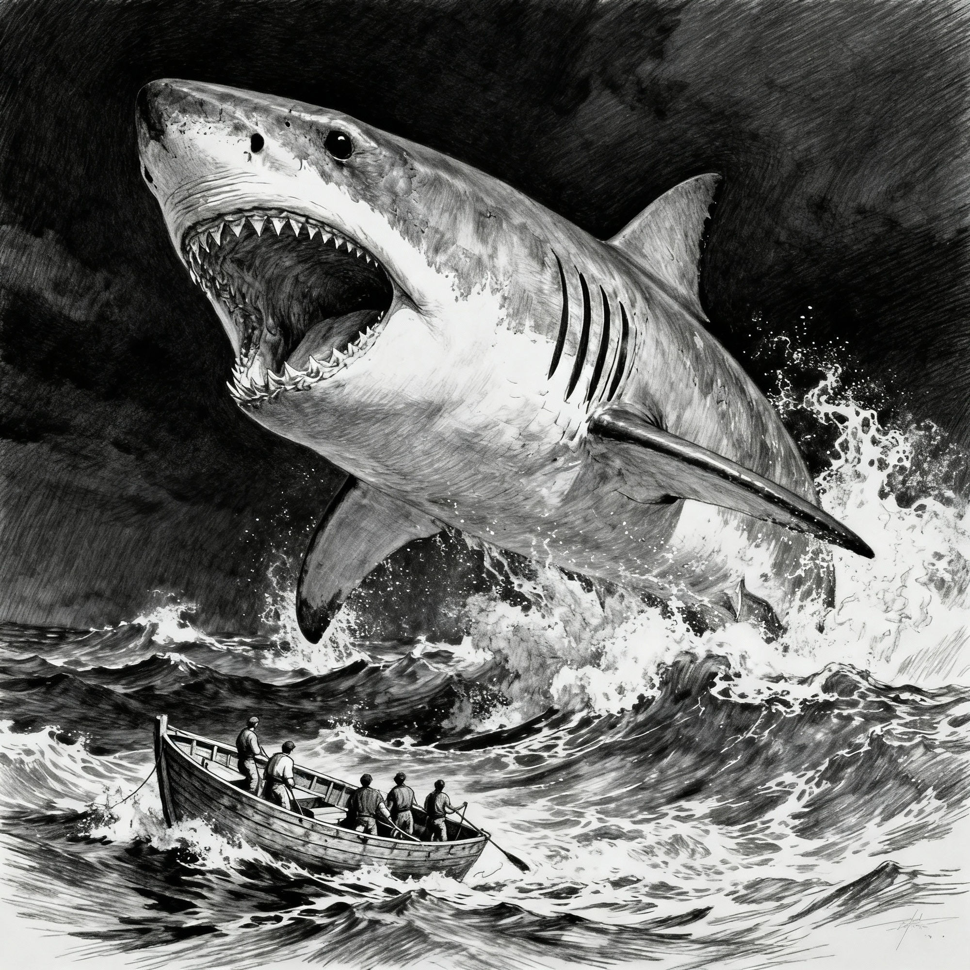 Megalodon Drawings - AI Generated Art