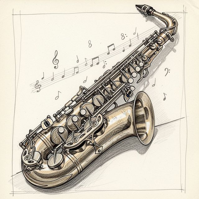 Explore AI-Generated Saxophone Drawings gallery
